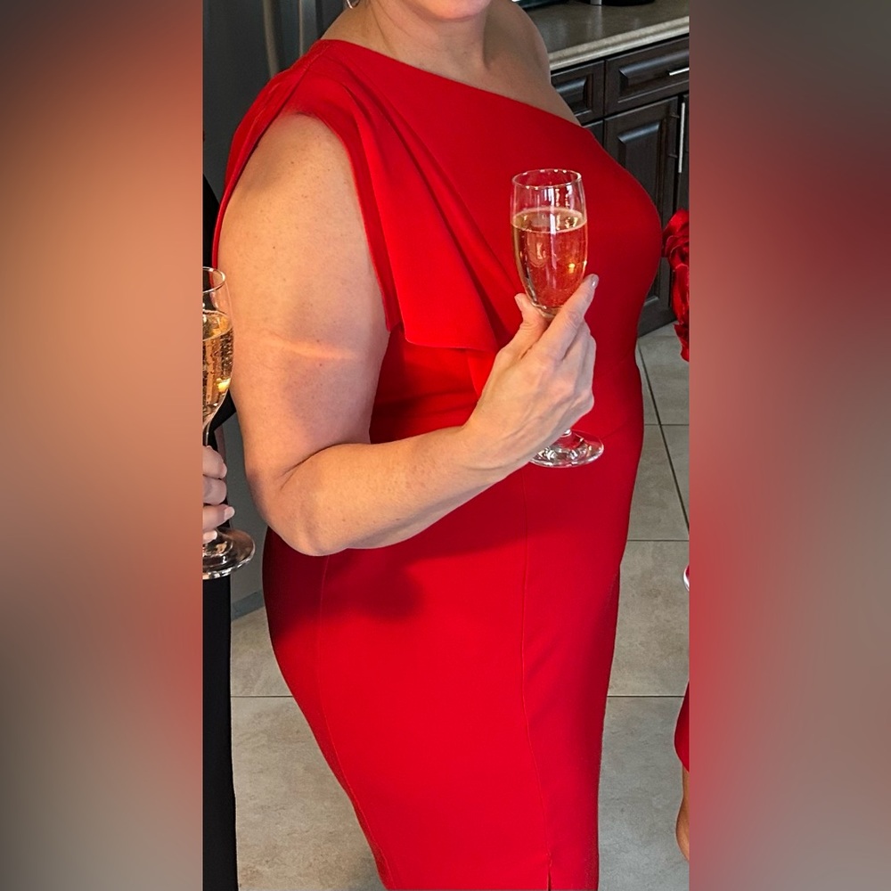 Red One-Shoulder Sheath Dress for Cocktail